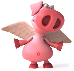 Naklejka premium Cochon et ailes