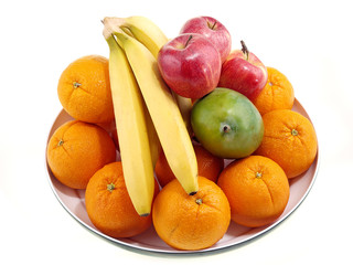 fresh fruits on a round tray