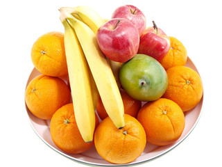 fresh fruits on a round tray