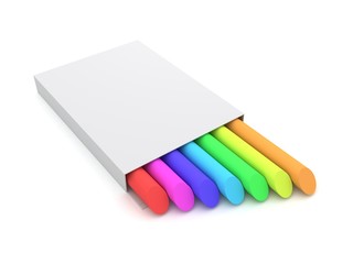 Fototapeta premium Colored crayons on white background