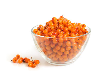 Sea-buckthorn berries in glass bowl