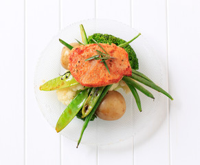 Marinated pork and vegetables
