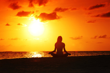 sunset yoga woman