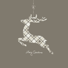 Fototapeta na wymiar Hanging Reindeer Checked Pattern Brown Background
