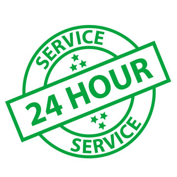 "24 HOUR SERVICE" Stamp (opening hours customer support button)