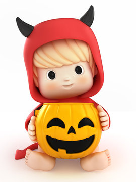 3D render of a baby in a devil costume