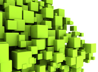 Green cubes abstract network