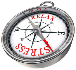 relax stress red words on compass