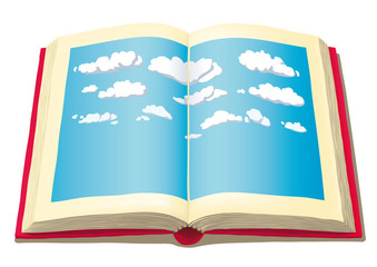 libro aperto con cielo