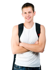 Pretty young man on white background