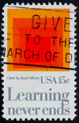 Postage stamp USA 1980 Glow by Josef Albers