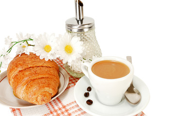morning coffee with croissants