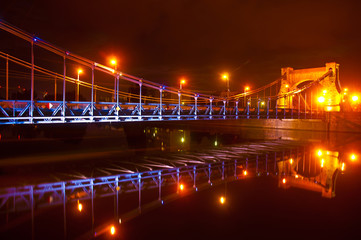 Naklejka premium City at night - Grunwaldzki bridge in Wroclaw