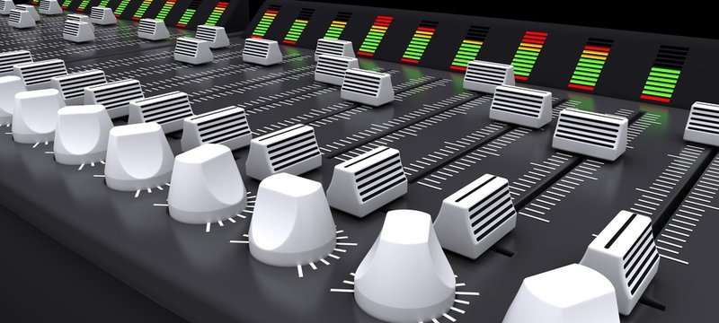 DJ mixing desk sliders and knobs