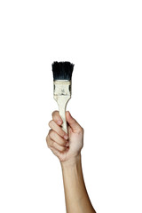 hand with a brush isolated on white background