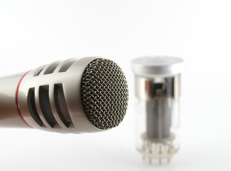 Microphone and old glass triode (valve)
