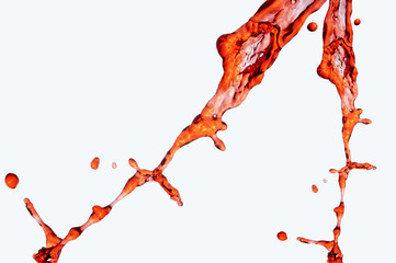 red water wave isolated on a white background.