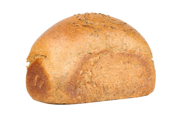 Loaf of Bread with Caraway Seeds Isolated on White Background