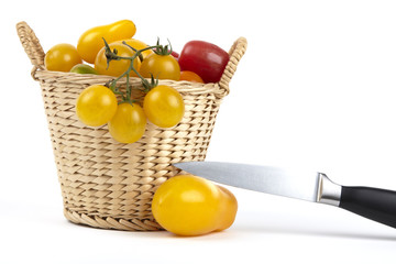 Korb frischer Bio-Tomaten / Basket of fresh organic tomatoes
