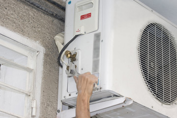 A residential central air conditioning unit