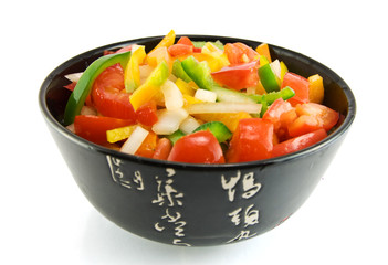 vegetable salad of paprika, tomato and onion