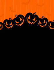 Terrible pumpkins on an orange background
