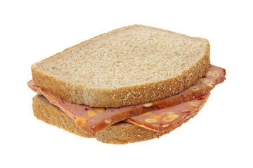 Macaroni and cheese deli meat sandwich