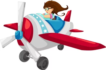 Photo sur Plexiglas Avion, ballon La femme pilote isolé illustration vectorielle