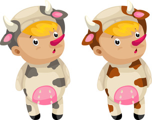 cosplay cow so cute isolated vector illustrator
