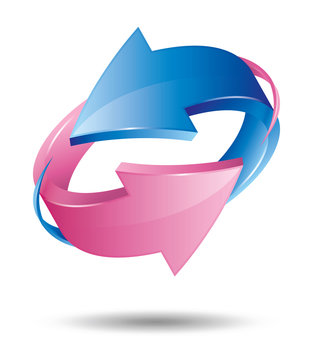 Pink & Blue 3D Arrows - Love Symbol