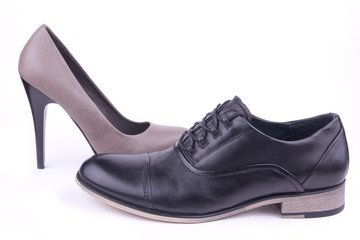 One male and one female shoe, isolated