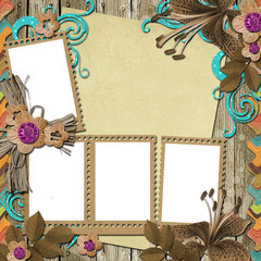 Vintage Background with frames and flowers