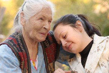 The grandmother with the grand daughter