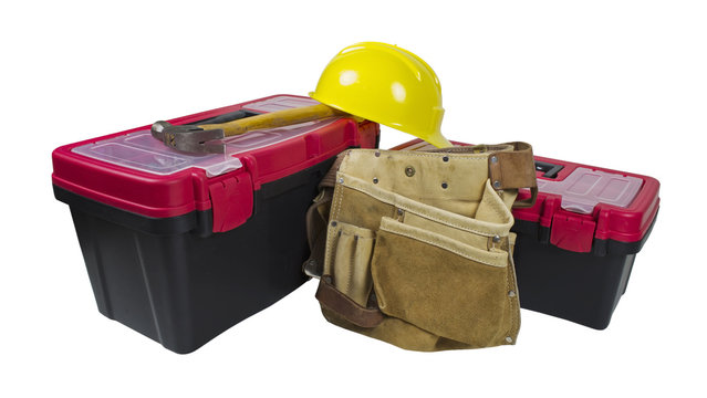 Toolboxes Tool Belt and Hard Hat