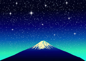 Fuji Mountain on Star Background