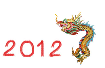 Chinese dragon statue and number 2012