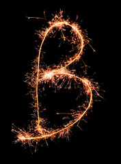 Letter B. Real sparkler alphabet