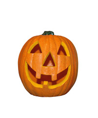 Funny decorative halloween pumpkin isolated on white background