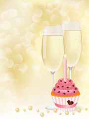 Champagne & cupcake