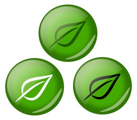3 green buttons with leafs