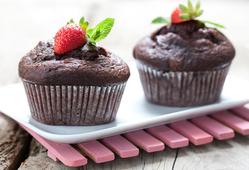Schokoladenmuffin mit Deko