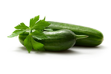Parsley, cucumber isolated on the white background
