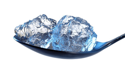 ice pieces on a spoon
