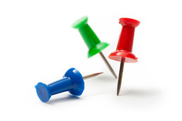 Push pins isolated on the white background