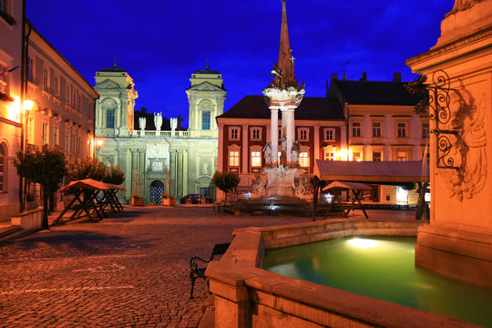 centre of mikulov city at night, czech republic