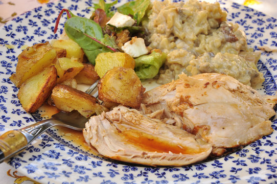 pintade et risotto au c&egrave;pes