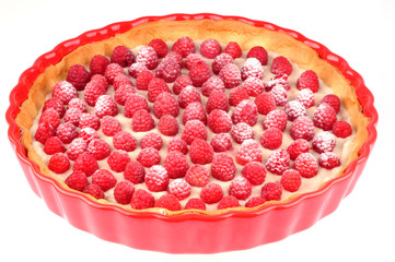 Tarte aux framboises et sucre glace