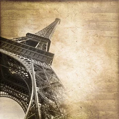 Papier Peint photo autocollant Poster vintage Tour Eiffel vintage, format carré