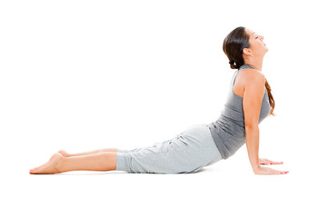 Fototapeta premium woman doing exercise on floor.