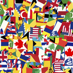 Obraz premium Seamless pattern with world's flags
